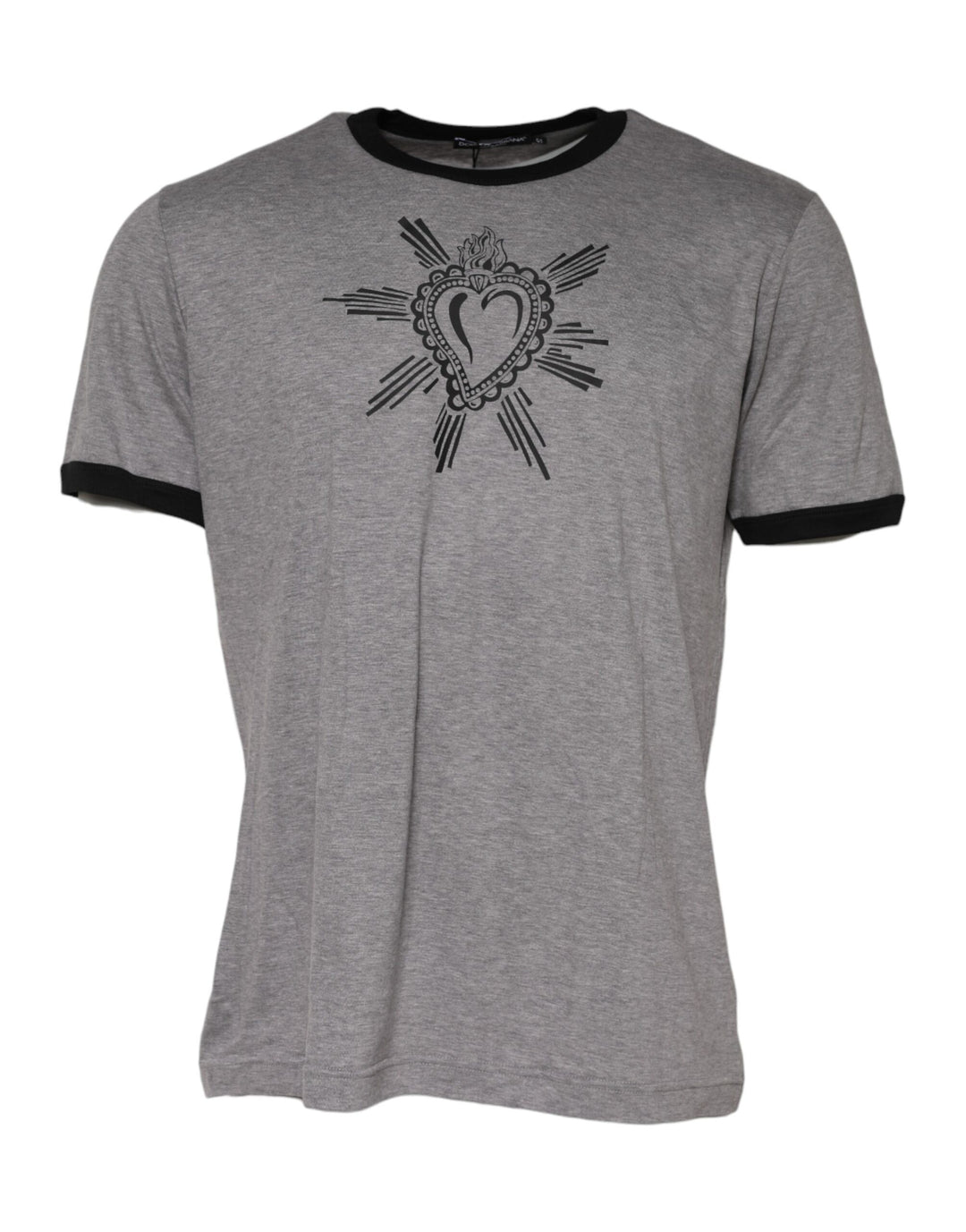 Dolce &amp; Gabbana Gray Sacred Heart Cotton Crew Neck T-shirt by Dolce &amp; Gabbana outlet now on sale