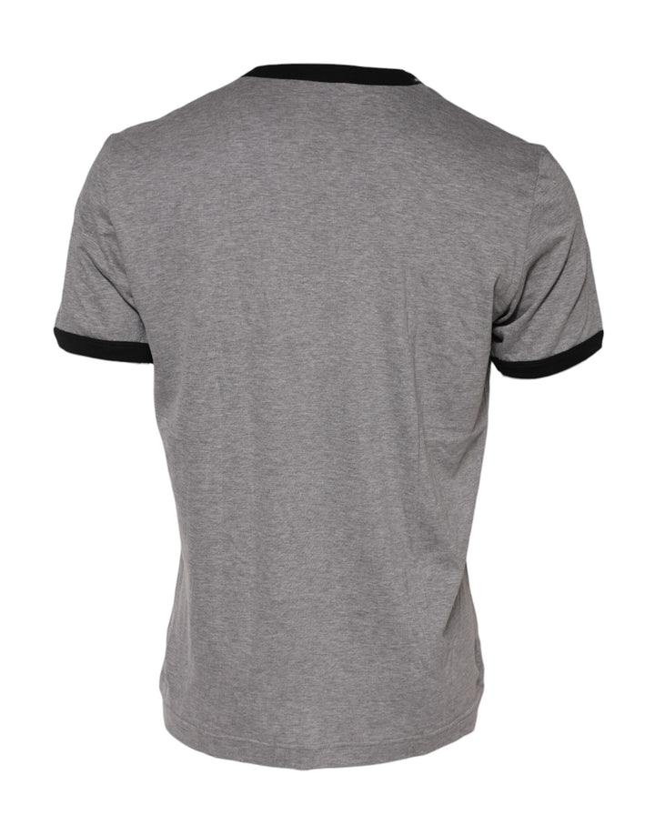 Dolce &amp; Gabbana Gray Sacred Heart Cotton Crew Neck T-shirt by Dolce &amp; Gabbana outlet now on sale