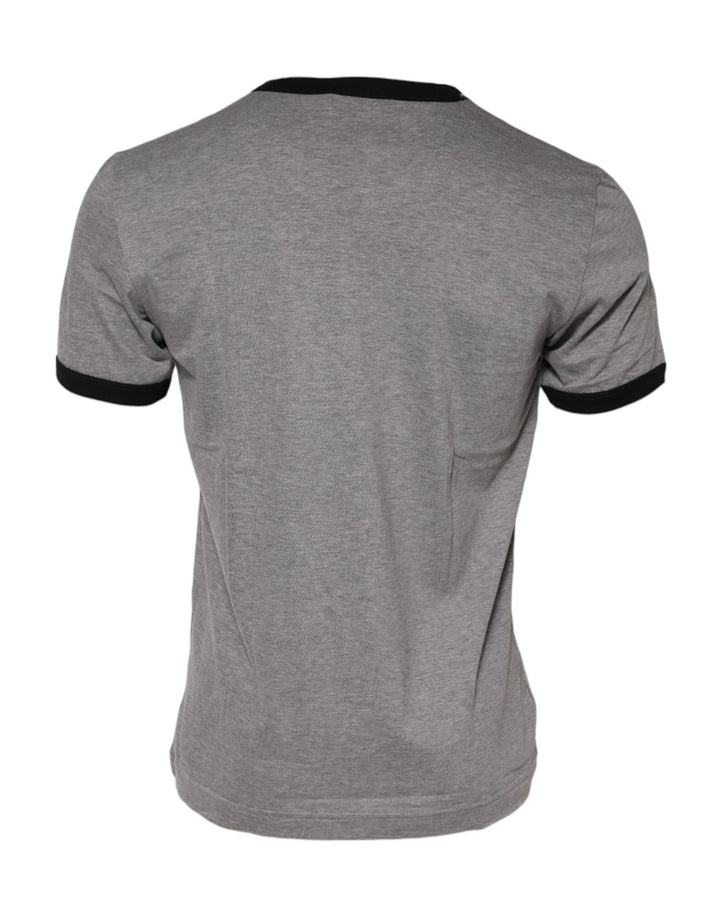 Dolce &amp; Gabbana Gray Sacred Heart Cotton Crew Neck T-shirt by Dolce &amp; Gabbana outlet now on sale