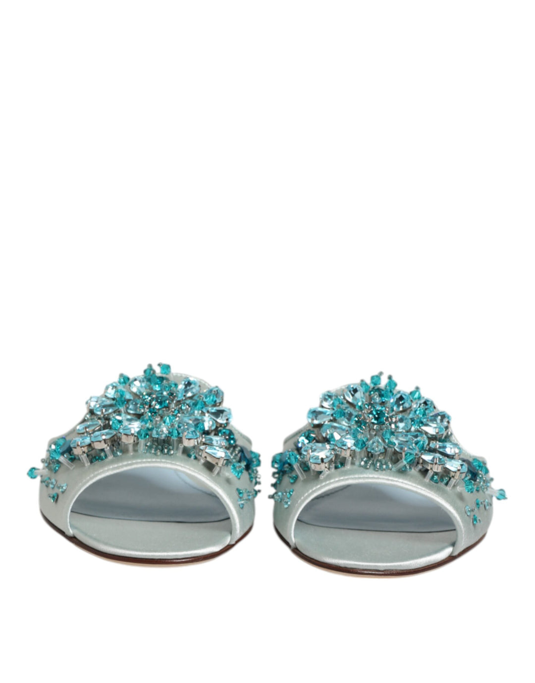 Dolce &amp; Gabbana Sample Sale Dolce &amp; Gabbana Silver Blue Leather Bead Embellish Slide Shoes - | Designer outlet