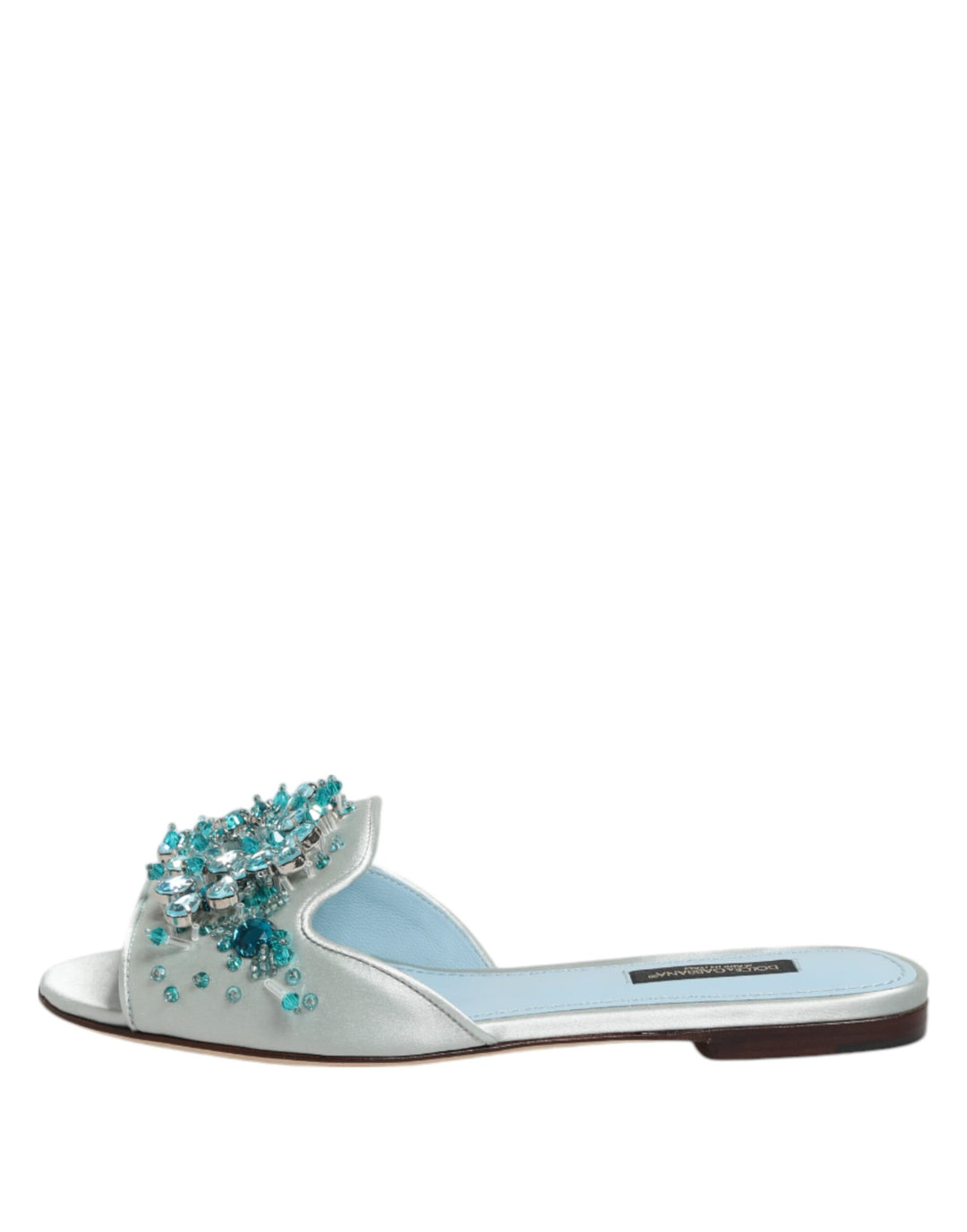 Dolce &amp; Gabbana Sample Sale Dolce &amp; Gabbana Silver Blue Leather Bead Embellish Slide Shoes - | Designer outlet