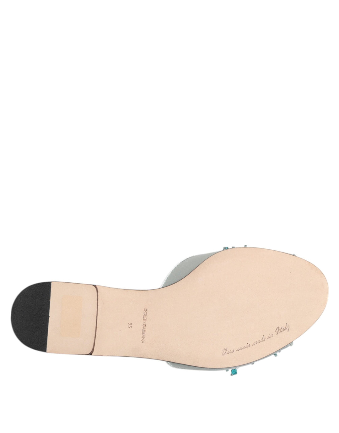 Dolce &amp; Gabbana Sample Sale Dolce &amp; Gabbana Silver Blue Leather Bead Embellish Slide Shoes - | Designer outlet