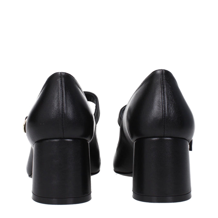 Stuart Weitzman Black Leather Mid Heel Pumps