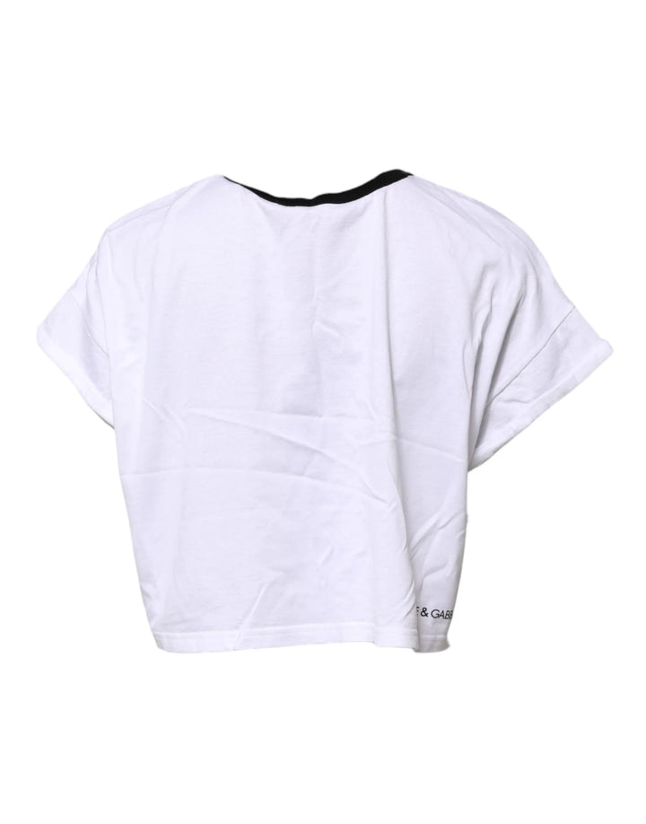 Dolce &amp; Gabbana Sample Sale Dolce &amp; Gabbana White Cotton Crew Neck Cropped Top T-shirt - | Designer outlet