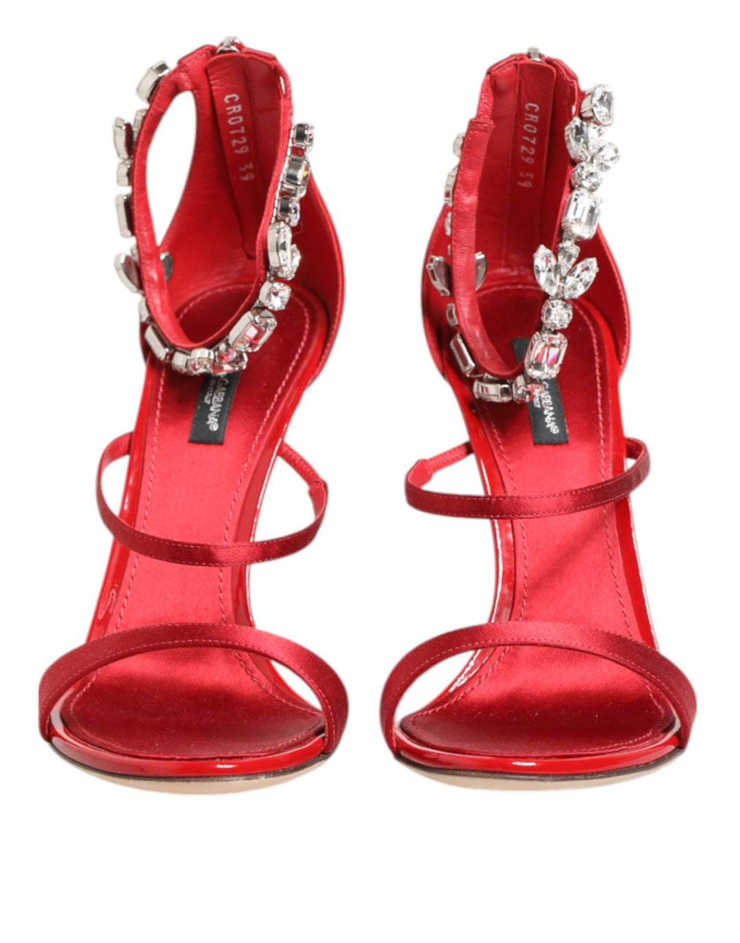 Dolce &amp; Gabbana Sample Sale Dolce &amp; Gabbana Red Satin Crystals Keira Sandals Heels Shoes - | Designer outlet