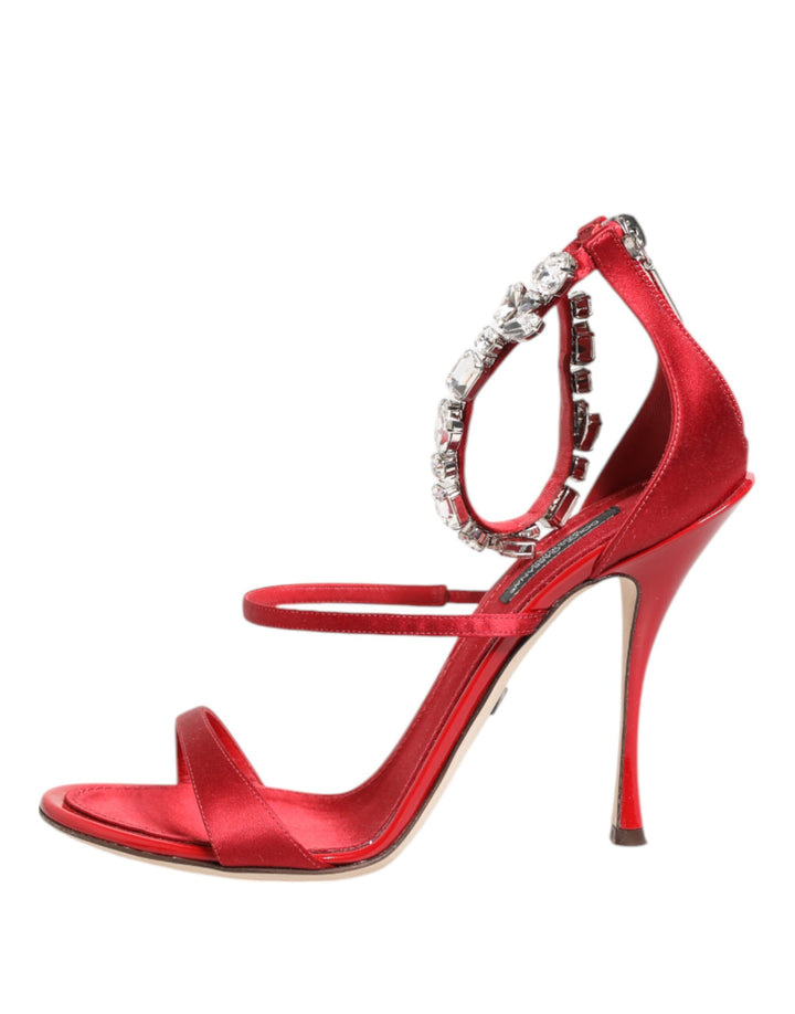 Dolce &amp; Gabbana Sample Sale Dolce &amp; Gabbana Red Satin Crystals Keira Sandals Heels Shoes - | Designer outlet