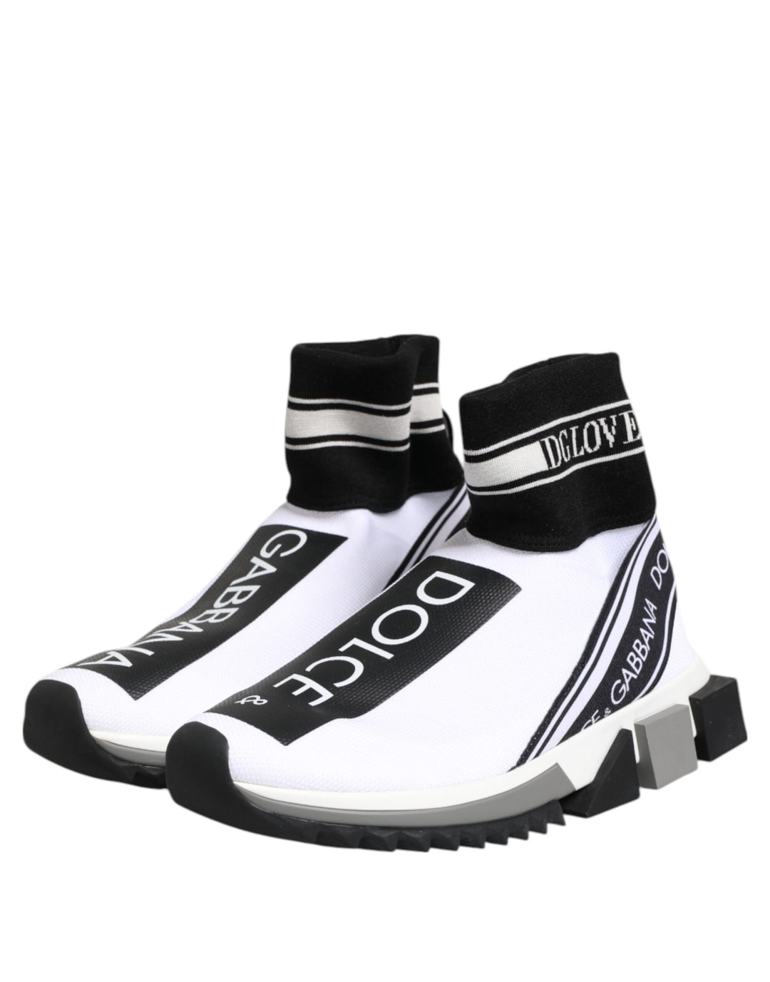 Dolce &amp; Gabbana Sample Sale Dolce &amp; Gabbana White Black Sorrento Socks Sneakers Shoes - | Designer outlet