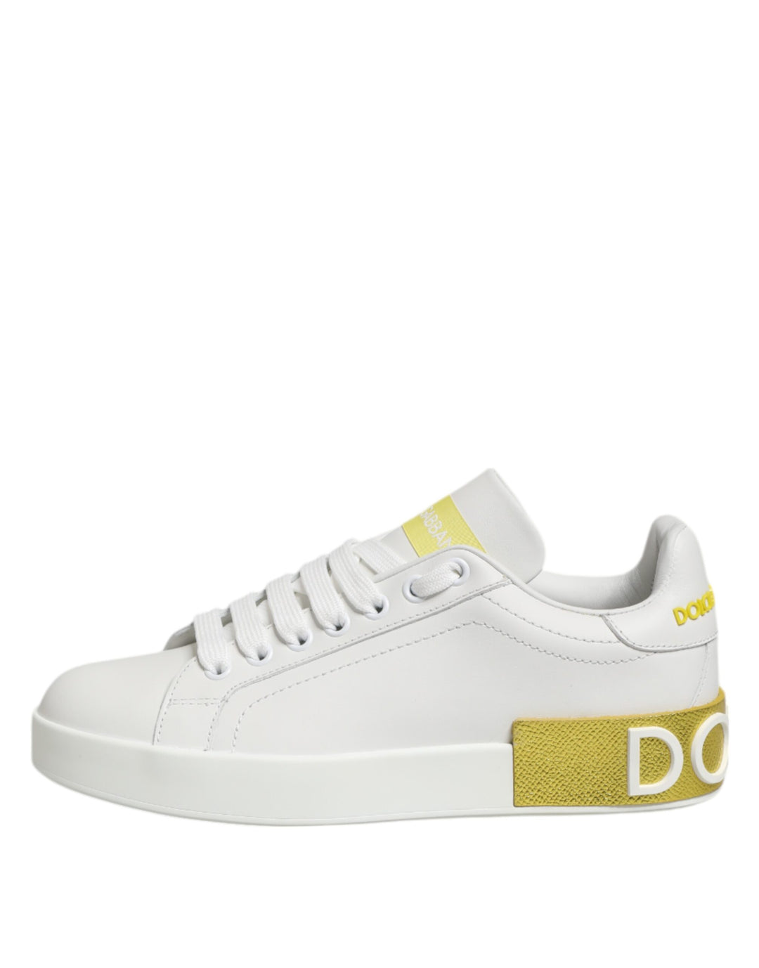 Dolce &amp; Gabbana Sample Sale Dolce &amp; Gabbana White Yellow Leather Low Top Sneakers Shoes - | Designer outlet