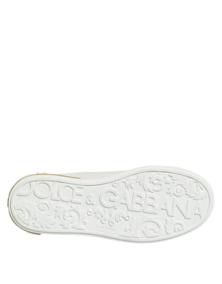 Dolce &amp; Gabbana Sample Sale Dolce &amp; Gabbana White Yellow Leather Low Top Sneakers Shoes - | Designer outlet