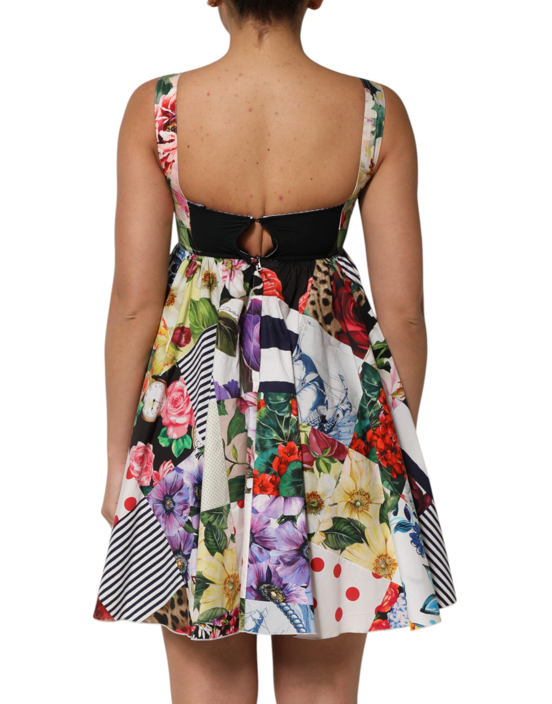 Dolce &amp; Gabbana Sample Sale Dolce &amp; Gabbana Multicolor Patchwork Cotton AlineMini Dress - | Designer outlet