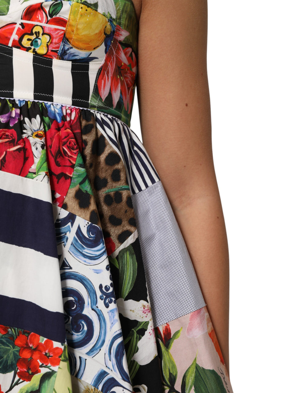 Dolce &amp; Gabbana Sample Sale Dolce &amp; Gabbana Multicolor Patchwork Cotton AlineMini Dress - | Designer outlet