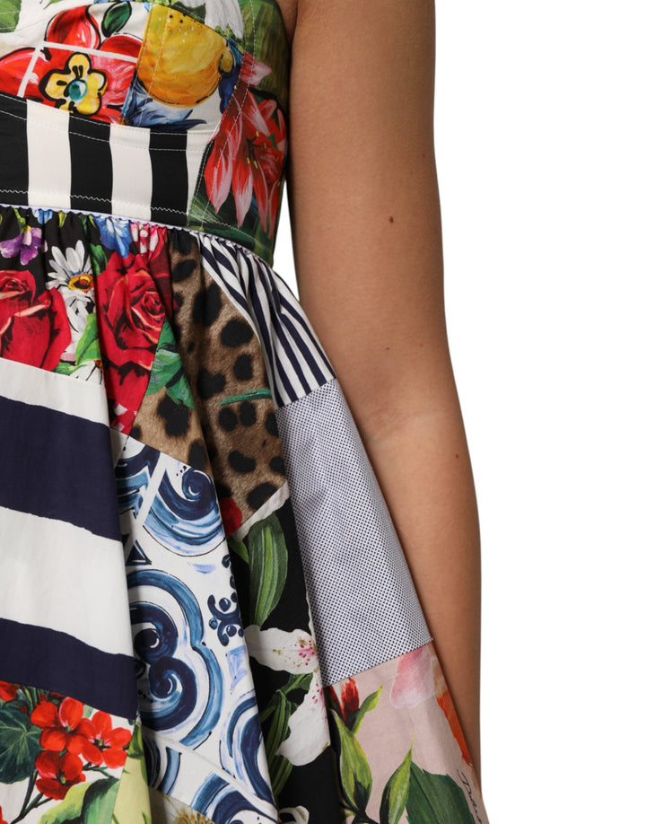 Dolce &amp; Gabbana Sample Sale Dolce &amp; Gabbana Multicolor Patchwork Cotton AlineMini Dress - | Designer outlet