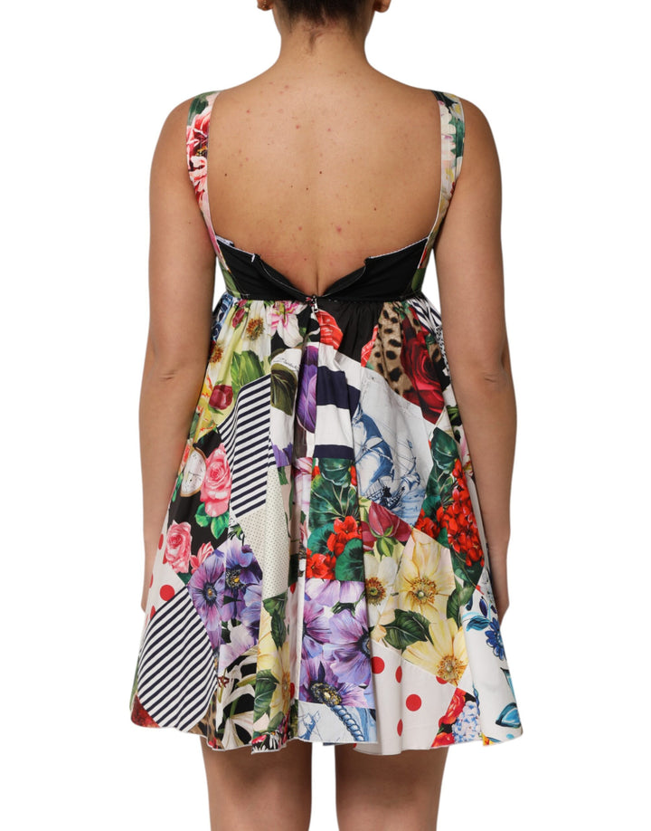 Dolce &amp; Gabbana Sample Sale Dolce &amp; Gabbana Multicolor Patchwork Cotton AlineMini Dress - | Designer outlet