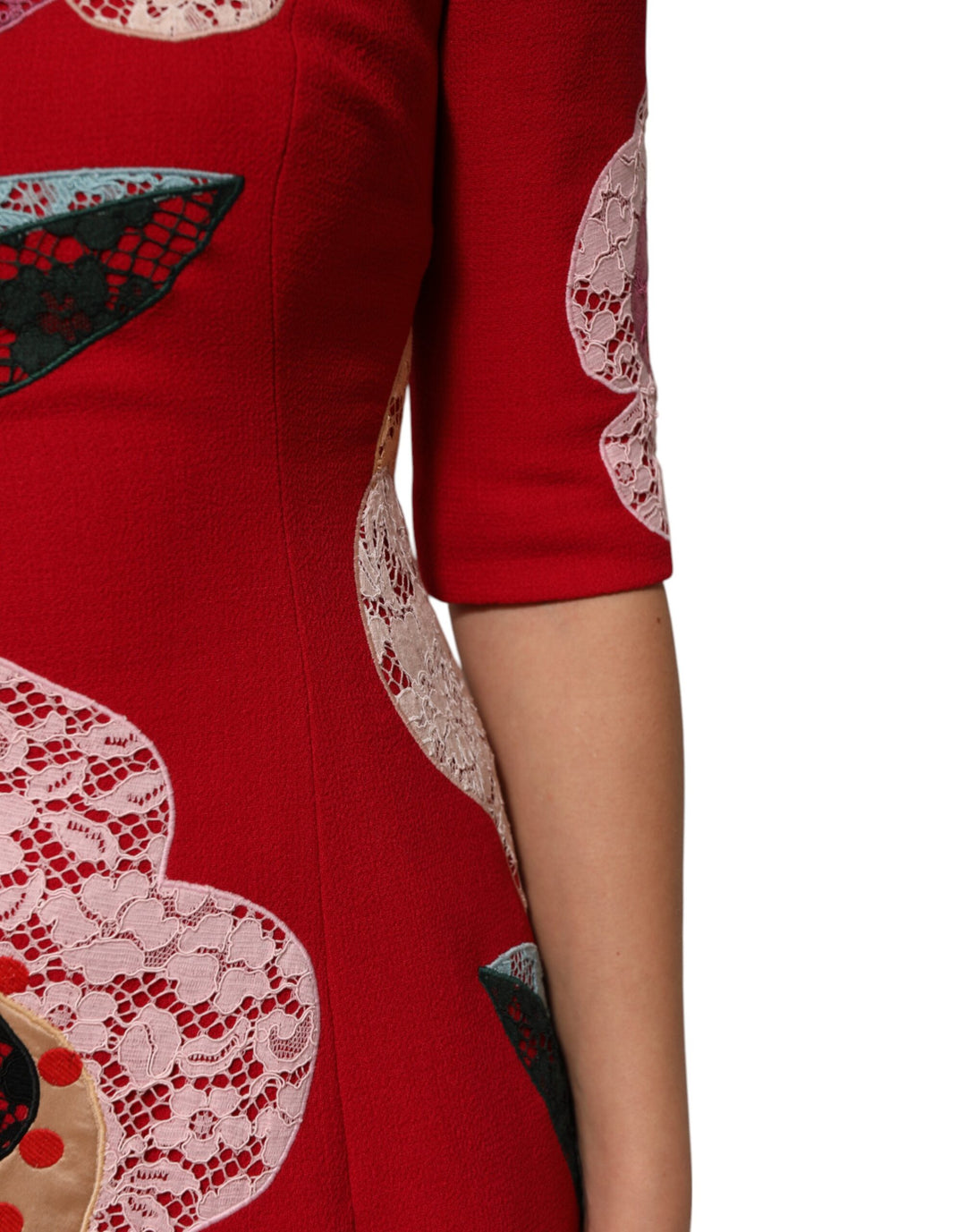 Dolce &amp; Gabbana Sample Sale Dolce &amp; Gabbana Red Lace Floral Applique A-line Mini Dress - | Designer outlet