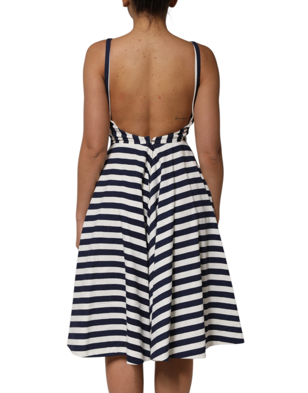 Dolce & Gabbana Blue White Striped Embroidered Beach Dress - IT42|M Dolce & Gabbana Blue White Striped Embroidered Beach Dress - IT42|M