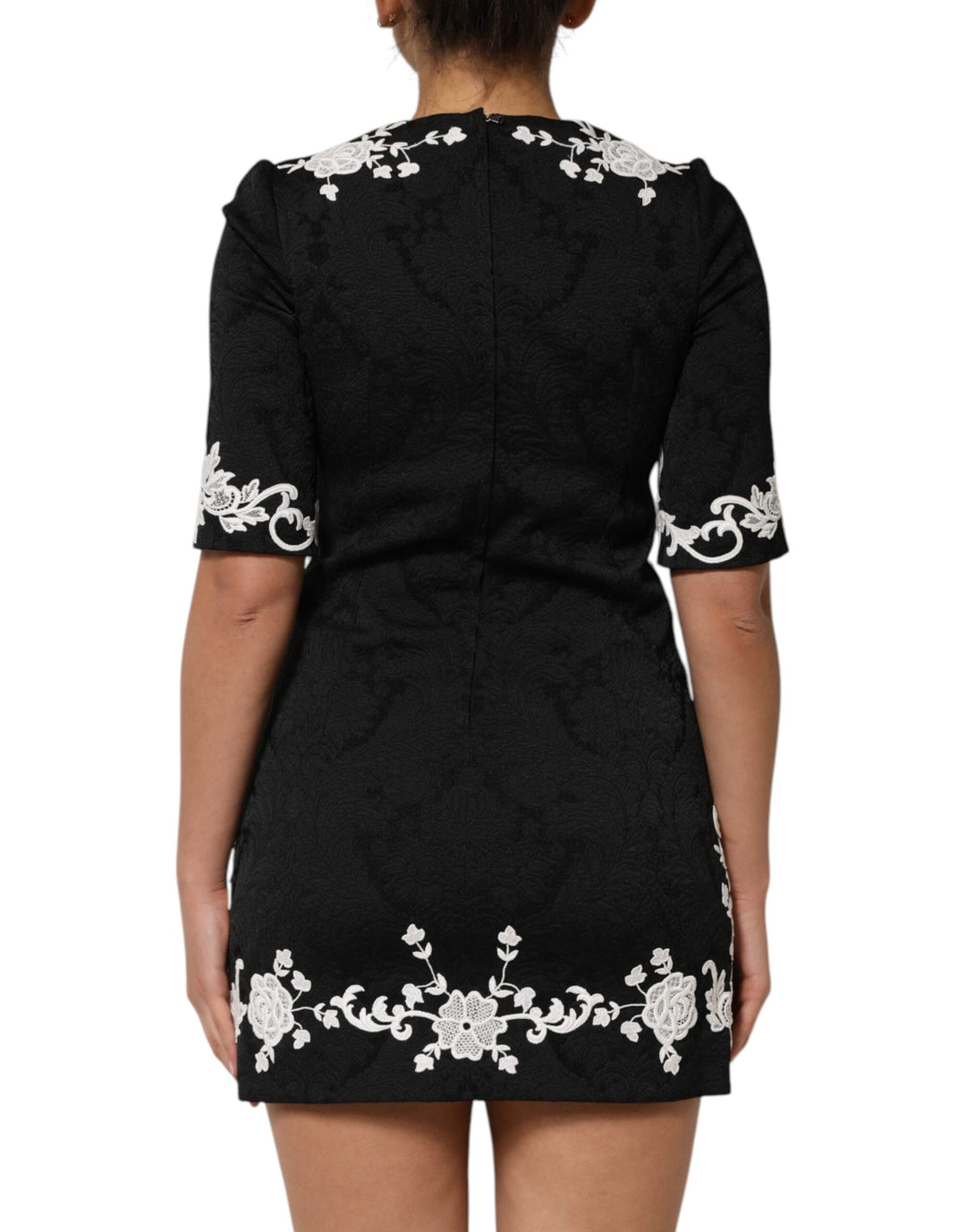 Dolce &amp; Gabbana Sample Sale Dolce &amp; Gabbana Black Lace Trim Short Sleeves A-line Dress - | Designer outlet