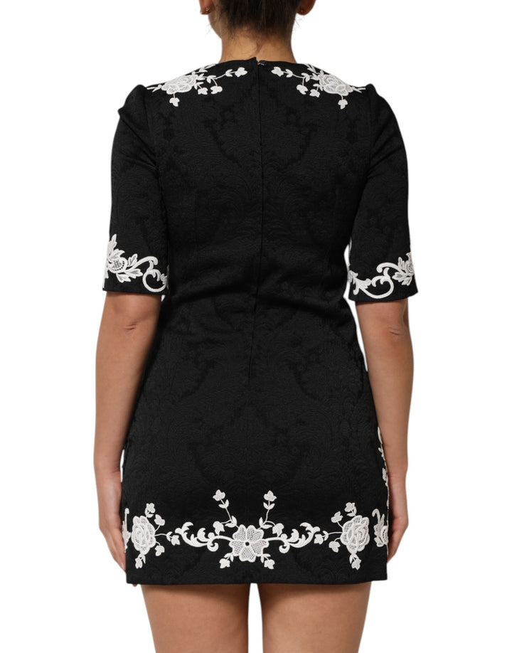 Dolce &amp; Gabbana Sample Sale Dolce &amp; Gabbana Black Lace Trim Short Sleeves A-line Dress - | Designer outlet