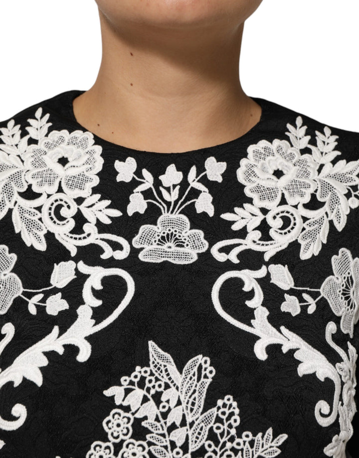 Dolce &amp; Gabbana Sample Sale Dolce &amp; Gabbana Black Lace Trim Short Sleeves A-line Dress - | Designer outlet