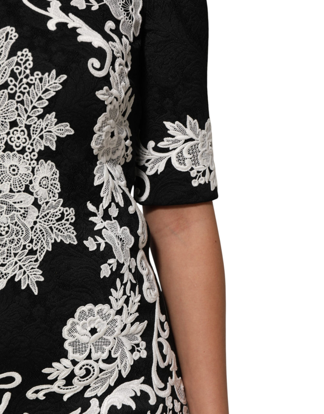 Dolce &amp; Gabbana Sample Sale Dolce &amp; Gabbana Black Lace Trim Short Sleeves A-line Dress - | Designer outlet