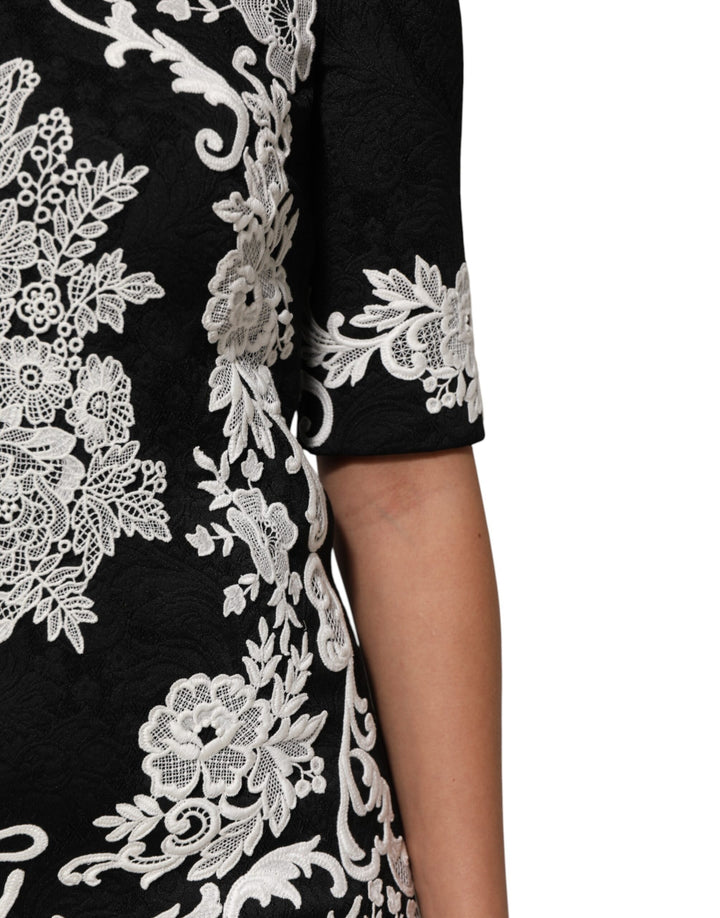 Dolce &amp; Gabbana Sample Sale Dolce &amp; Gabbana Black Lace Trim Short Sleeves A-line Dress - | Designer outlet