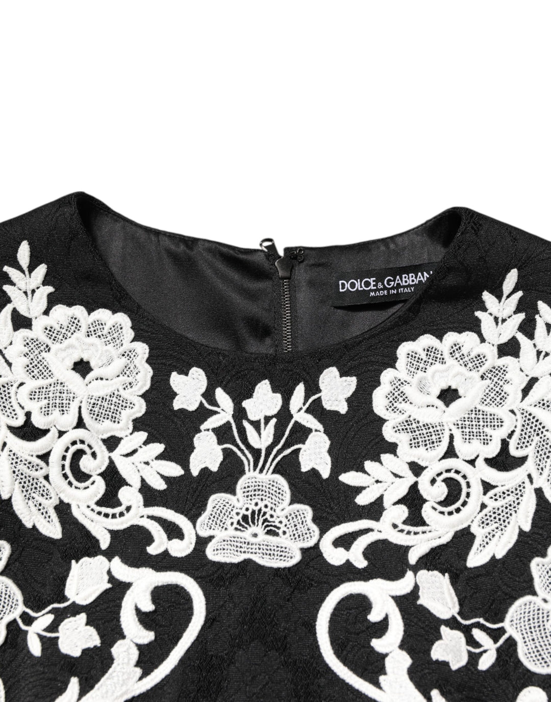 Dolce &amp; Gabbana Sample Sale Dolce &amp; Gabbana Black Lace Trim Short Sleeves A-line Dress - | Designer outlet