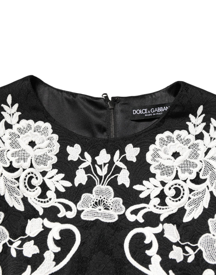 Dolce &amp; Gabbana Sample Sale Dolce &amp; Gabbana Black Lace Trim Short Sleeves A-line Dress - | Designer outlet