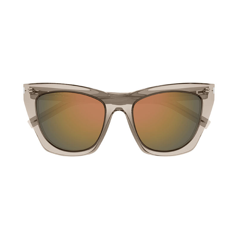 Saint Laurent Sunglasses Cat Eye Full Rim, Transparent Nude Frame and Copper Mirror Lens SL214KATE023
