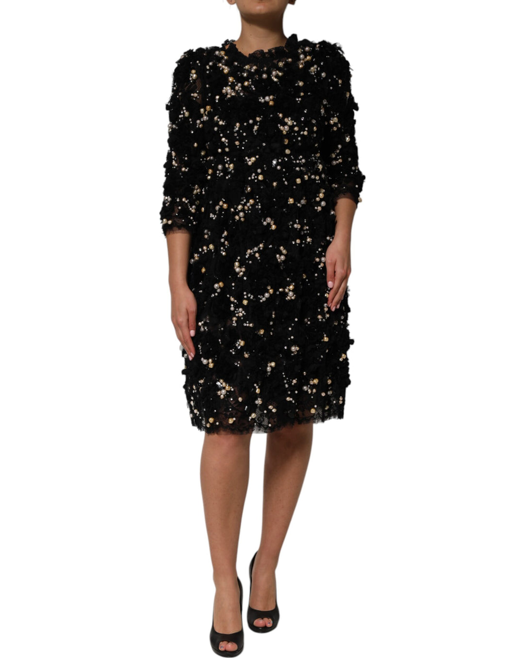 Dolce Gabbana Shift Dress Black Pearl Embellishment – Ask Me Wear
