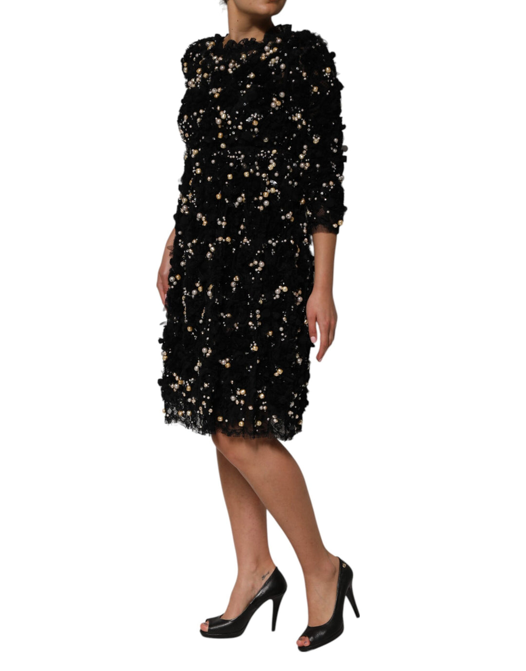 Dolce &amp; Gabbana Sample Sale Dolce &amp; Gabbana Black Viscose Pearl Embellishment Shift Dress - | Designer outlet