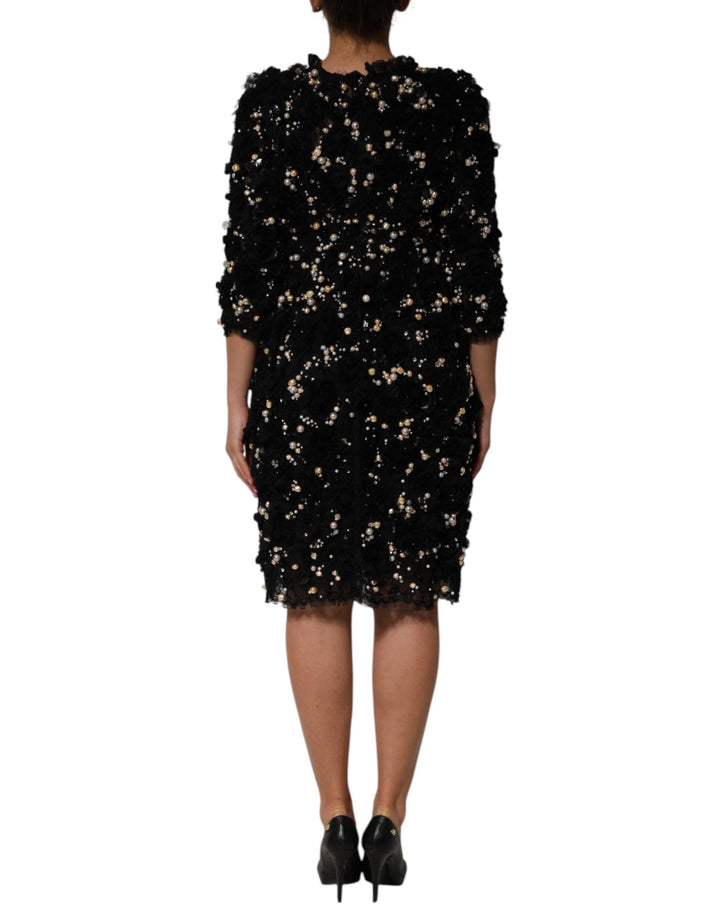 Dolce &amp; Gabbana Sample Sale Dolce &amp; Gabbana Black Viscose Pearl Embellishment Shift Dress - | Designer outlet