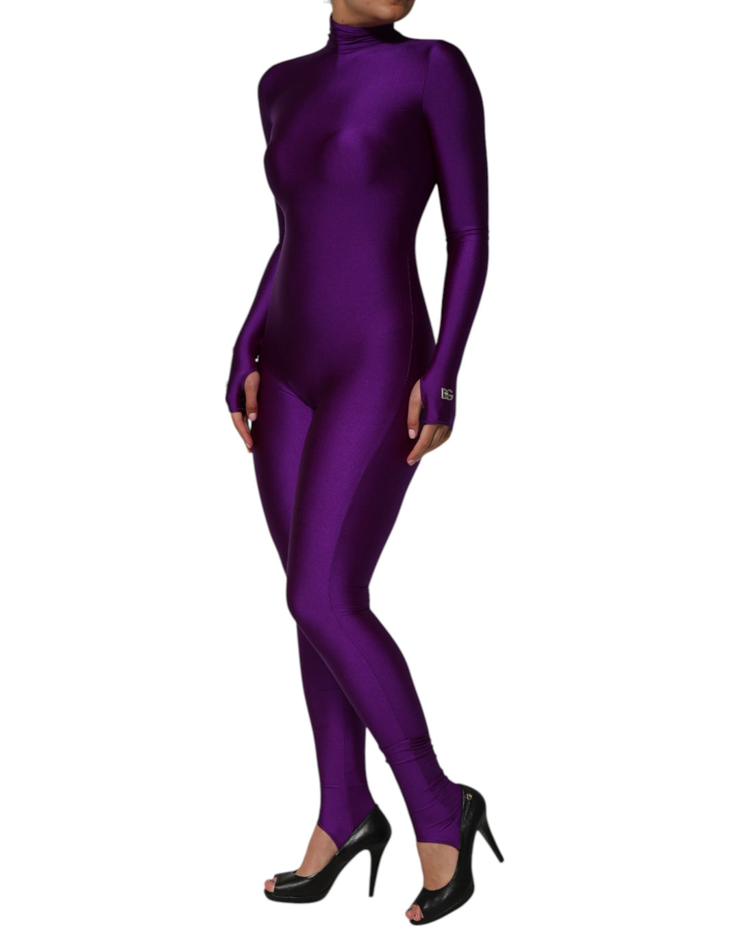 Dolce &amp; Gabbana Sample Sale Dolce &amp; Gabbana Purple Nylon Turtleneck Bodycon Jumpsuit Dress - | Designer outlet