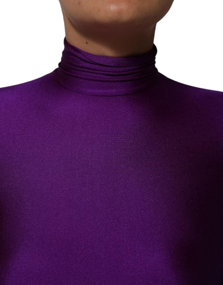 Dolce &amp; Gabbana Sample Sale Dolce &amp; Gabbana Purple Nylon Turtleneck Bodycon Jumpsuit Dress - | Designer outlet