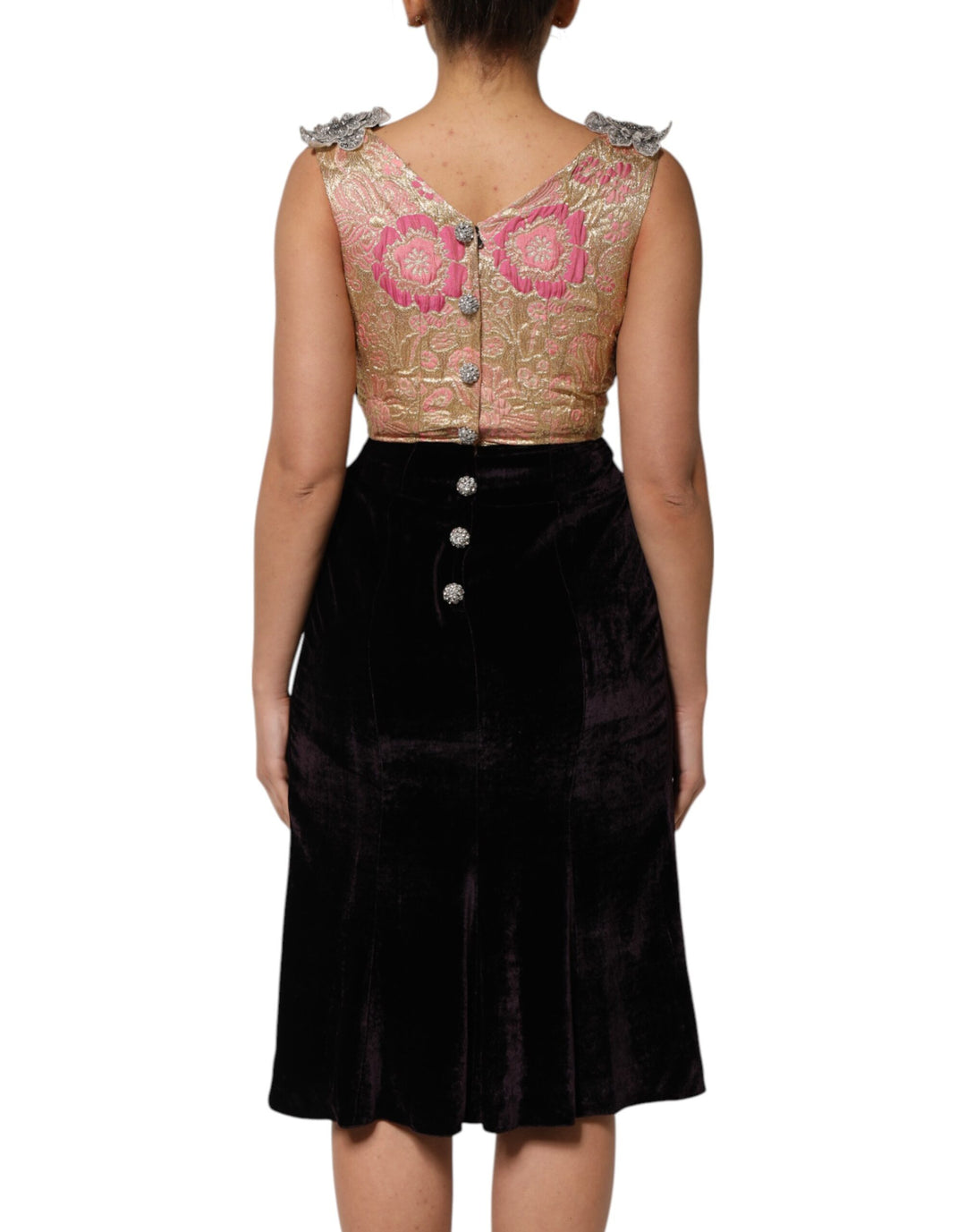 Dolce &amp; Gabbana Sample Sale Dolce &amp; Gabbana Black Velvet Flower Embellishment Aline Dress - | Designer outlet