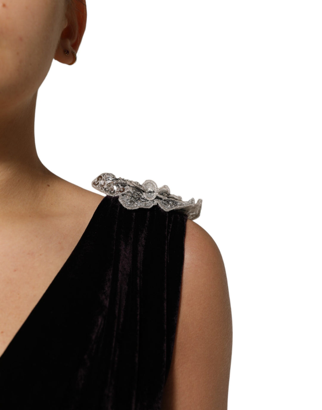 Dolce &amp; Gabbana Sample Sale Dolce &amp; Gabbana Black Velvet Flower Embellishment Aline Dress - | Designer outlet