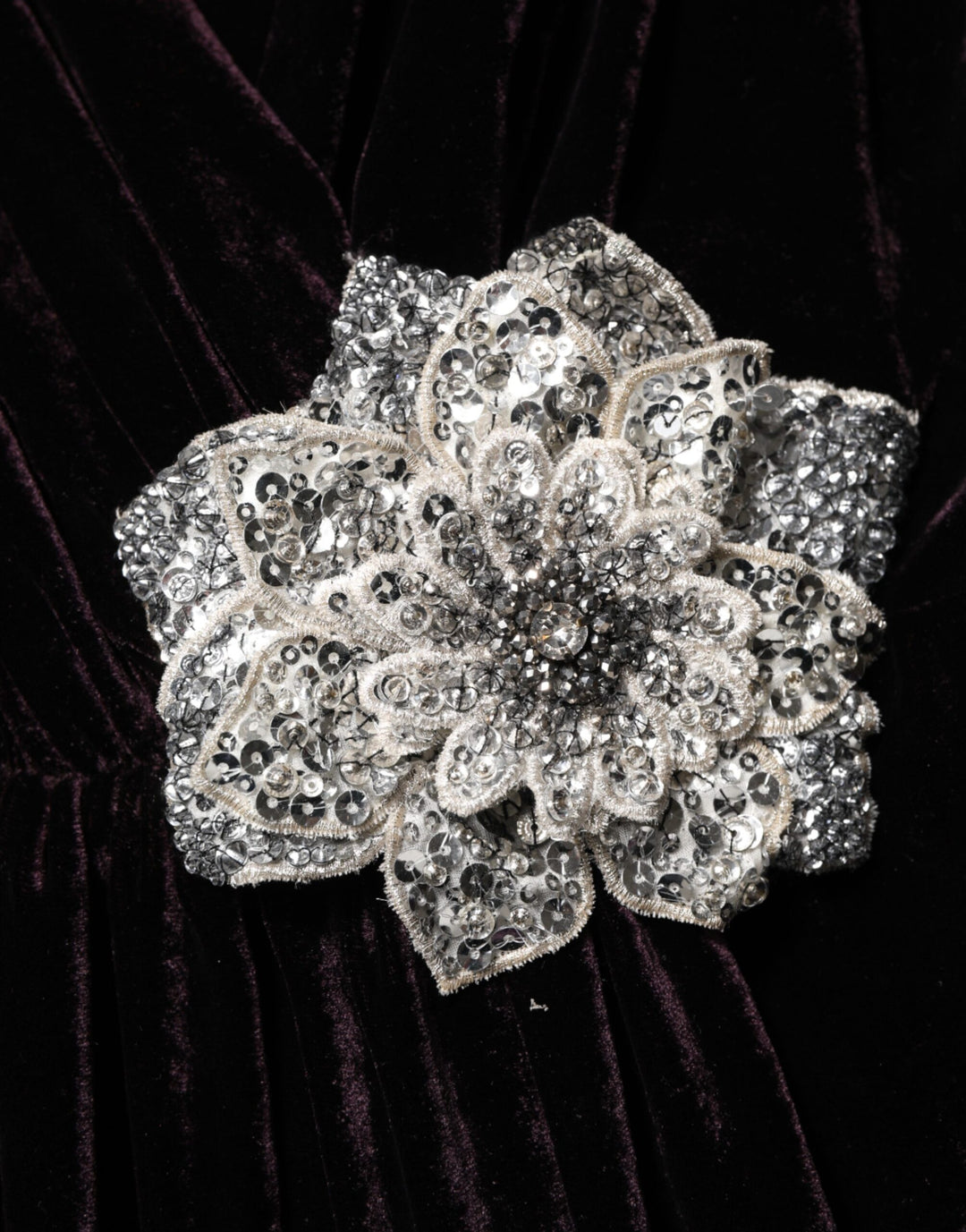 Dolce &amp; Gabbana Sample Sale Dolce &amp; Gabbana Black Velvet Flower Embellishment Aline Dress - | Designer outlet