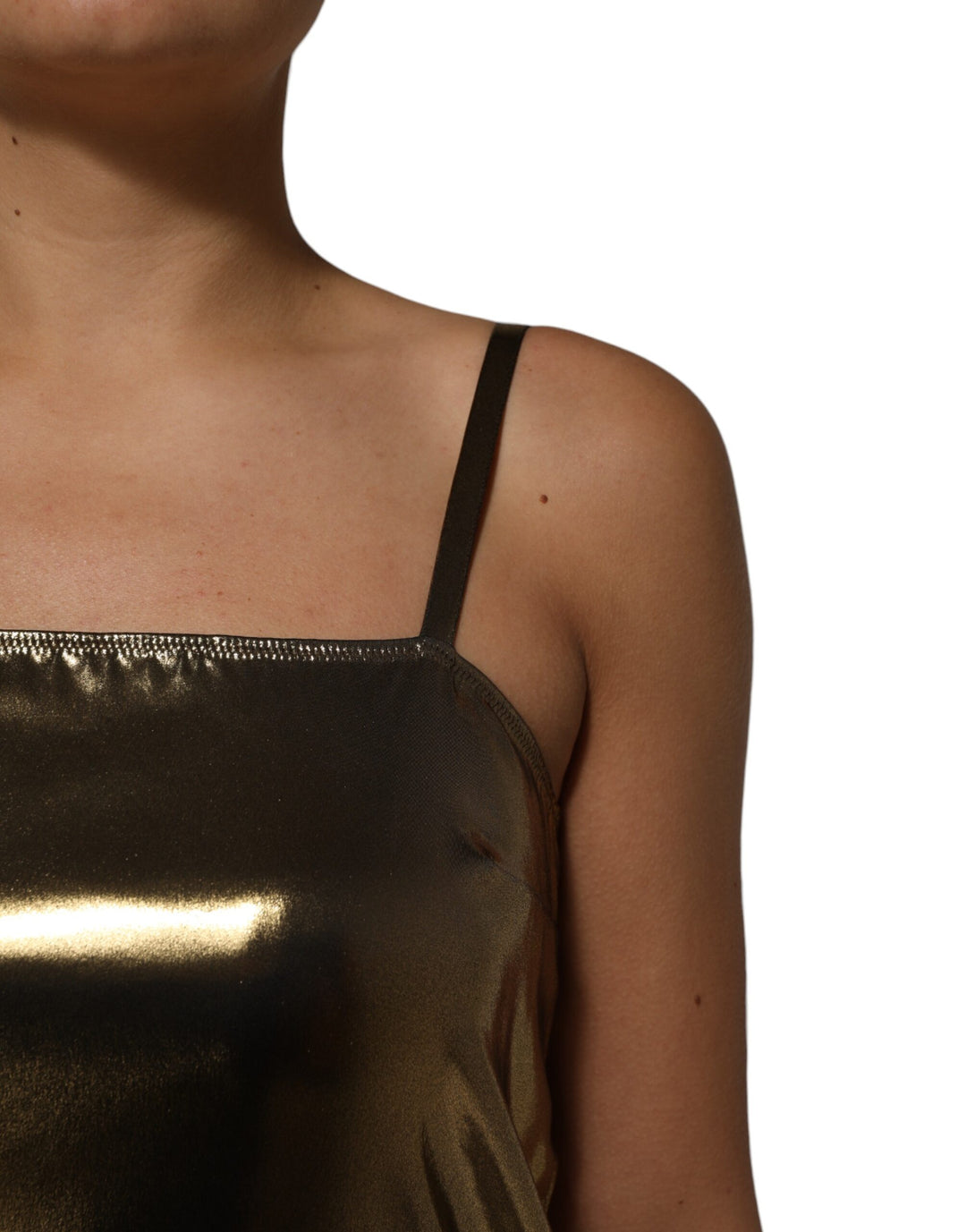Dolce &amp; Gabbana Metallic Gold Sleeveless A-line Mini Dress by Dolce &amp; Gabbana outlet now on sale