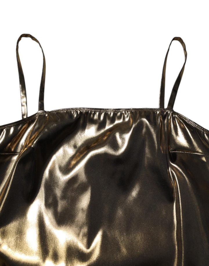 Dolce &amp; Gabbana Sample Sale Dolce &amp; Gabbana Metallic Gold Sleeveless A-line Mini Dress - | Designer outlet