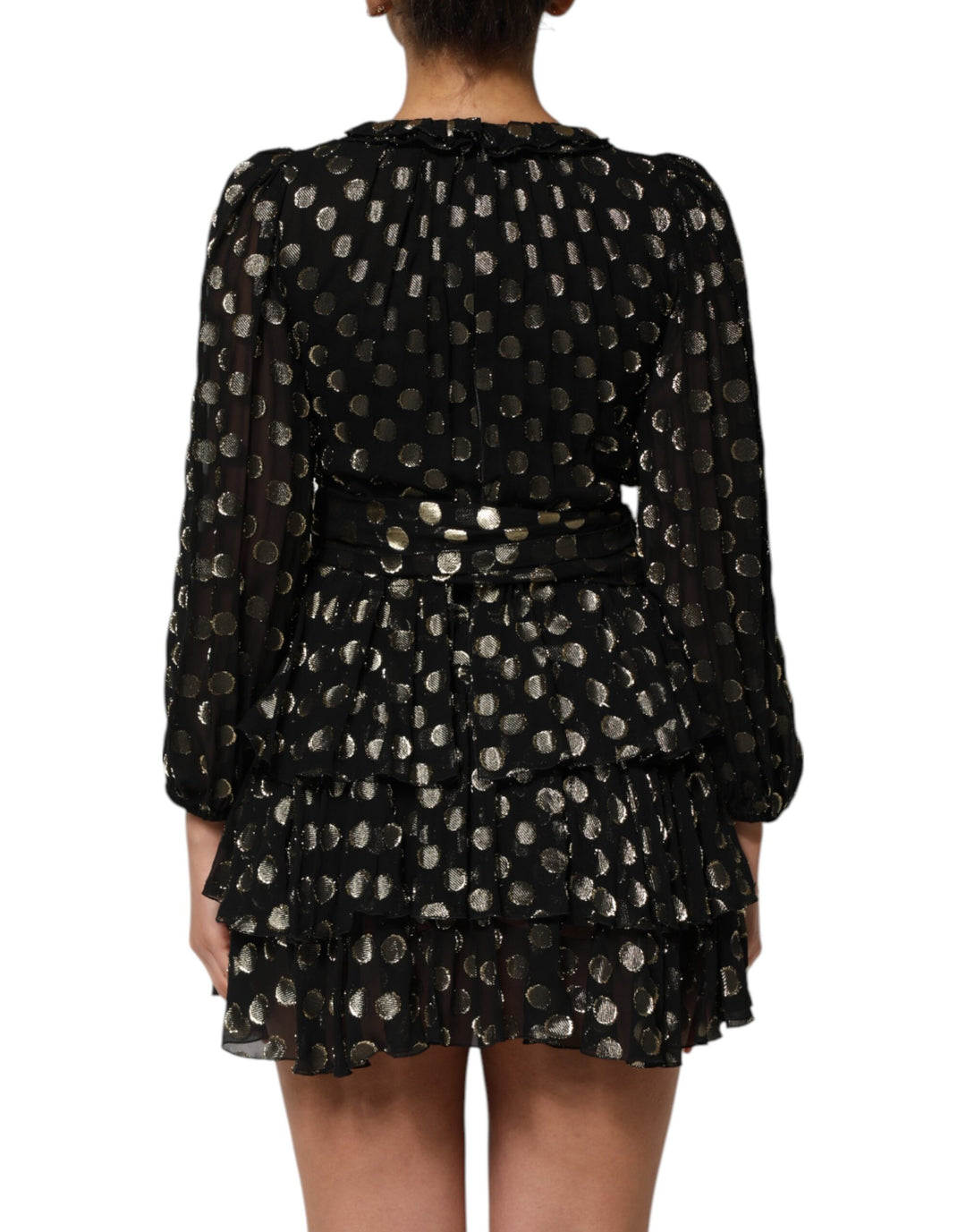 Dolce &amp; Gabbana Black Gold Polka Dot Silk Brocade Mini Dress by Dolce &amp; Gabbana outlet now on sale