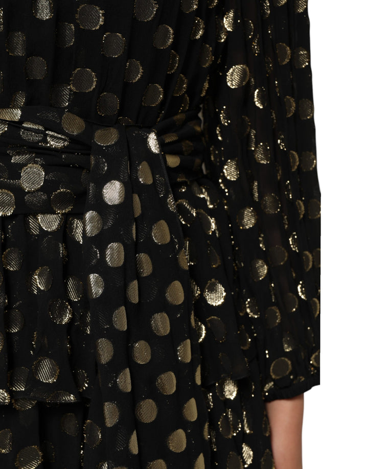Dolce &amp; Gabbana Black Gold Polka Dot Silk Brocade Mini Dress by Dolce &amp; Gabbana outlet now on sale