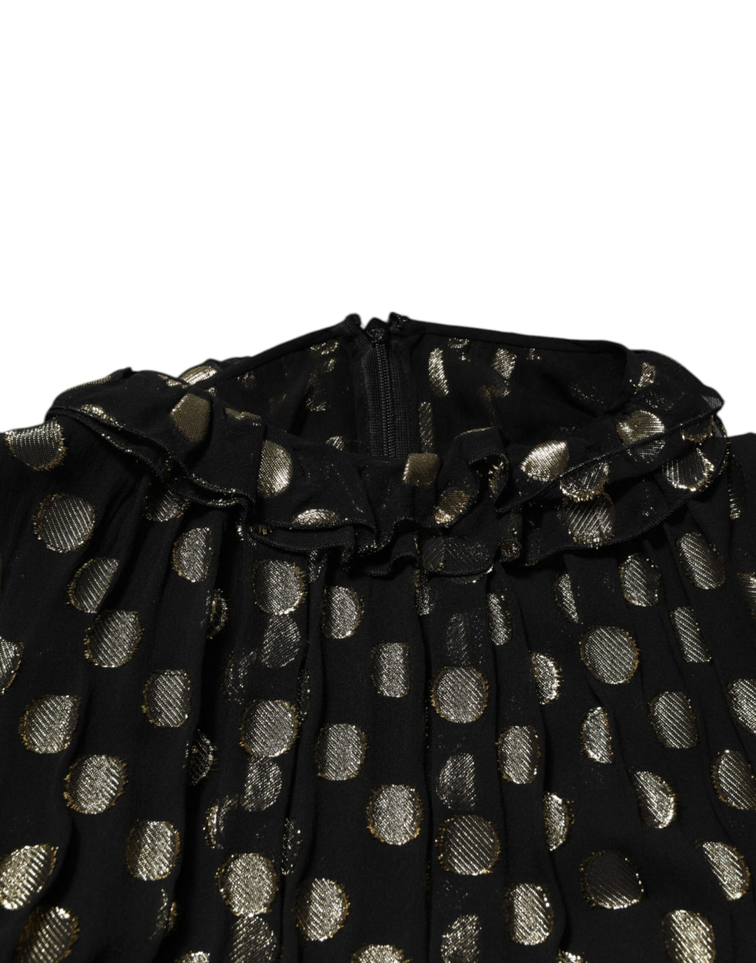 Dolce &amp; Gabbana Black Gold Polka Dot Silk Brocade Mini Dress by Dolce &amp; Gabbana outlet now on sale