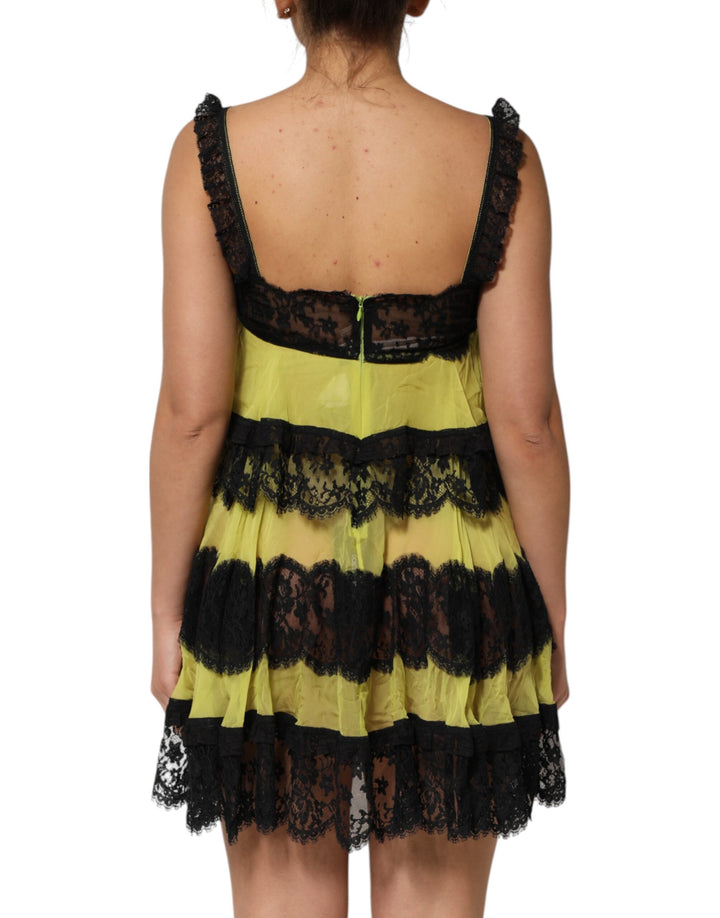 Dolce &amp; Gabbana Sample Sale Dolce &amp; Gabbana Yellow Black Babydoll Chemise Lingerie Dress - | Designer outlet