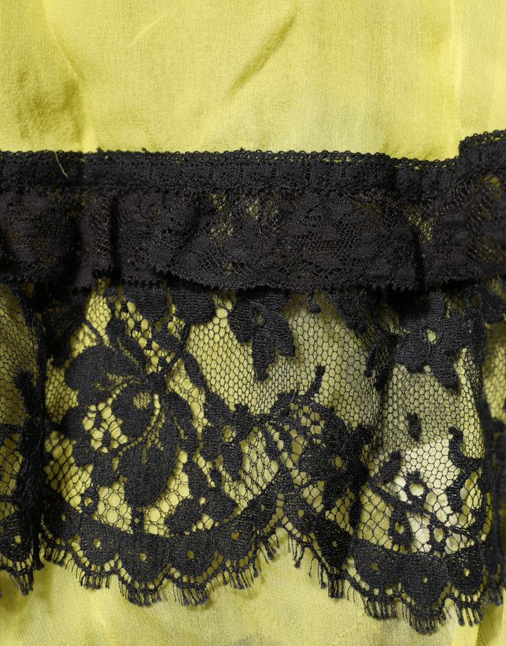 Dolce &amp; Gabbana Sample Sale Dolce &amp; Gabbana Yellow Black Babydoll Chemise Lingerie Dress - | Designer outlet