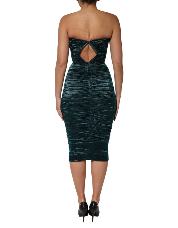 Dolce &amp; Gabbana Sample Sale Dolce &amp; Gabbana Green Silk Satin Fitted Strapless Dress - | Designer outlet