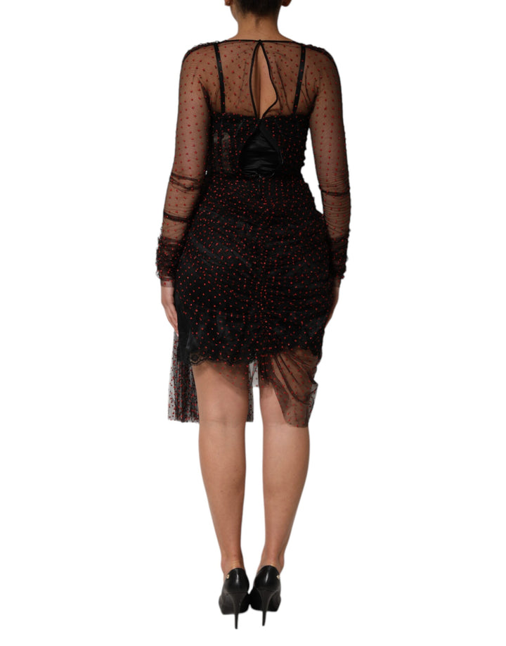 Dolce &amp; Gabbana Sample Sale Dolce &amp; Gabbana Black Lace Trim Long Sleeve Sheath Mini Dress - | Designer outlet