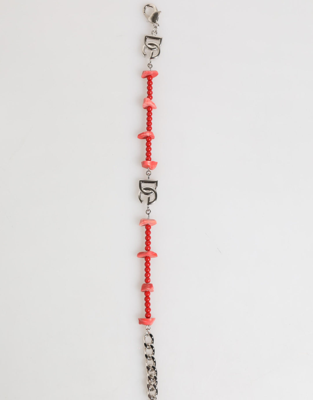 Dolce &amp; Gabbana Silver Tone Brass Beaded Resin DG Logo Chain Men Bracelet by Dolce &amp; Gabbana outlet now on sale