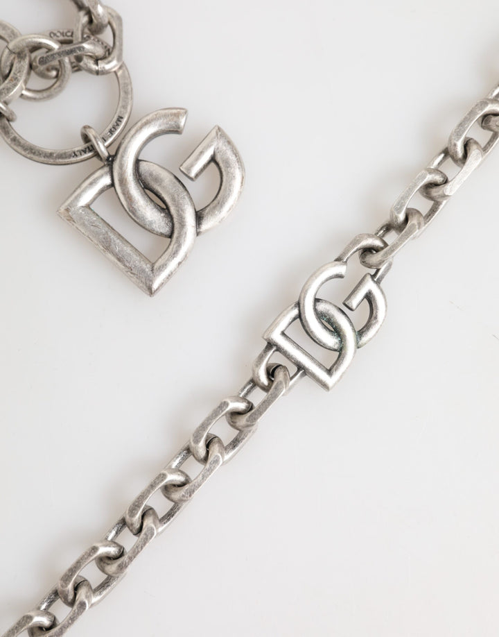 Dolce &amp; Gabbana Silver Tone Brass DG Logo Detailing Chain Men Necklace by Dolce &amp; Gabbana outlet now on sale