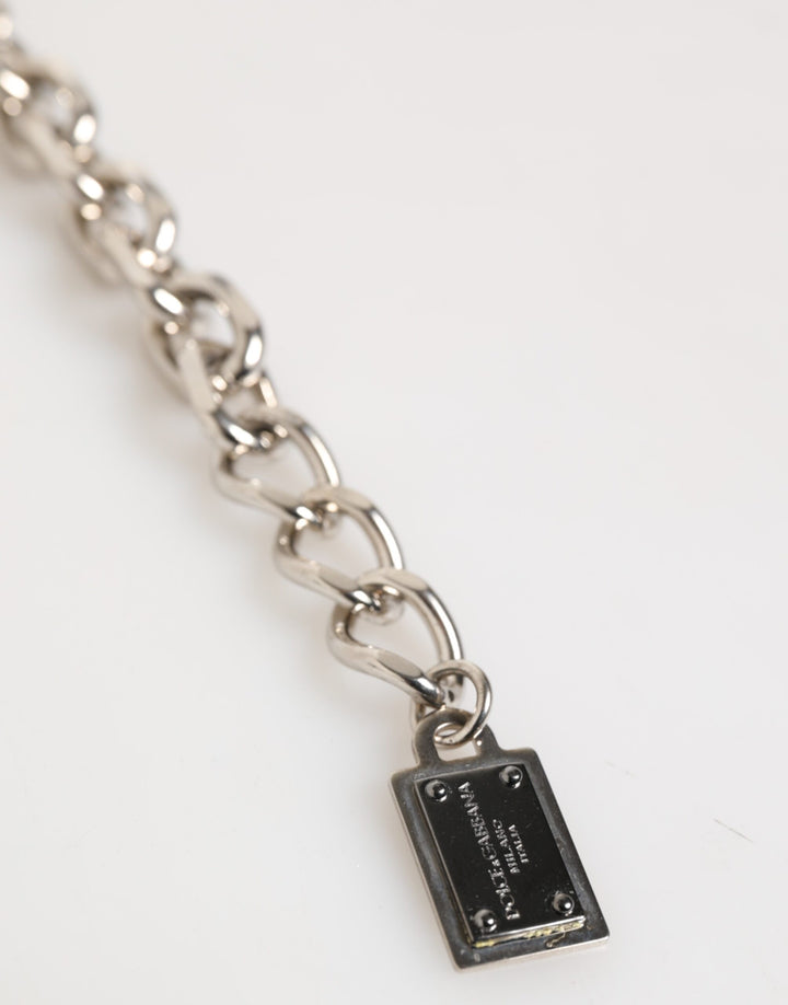 Dolce &amp; Gabbana Silver Chain Brass Beaded Lobster Clasp Logo Men Bracelet by Dolce &amp; Gabbana outlet now on sale