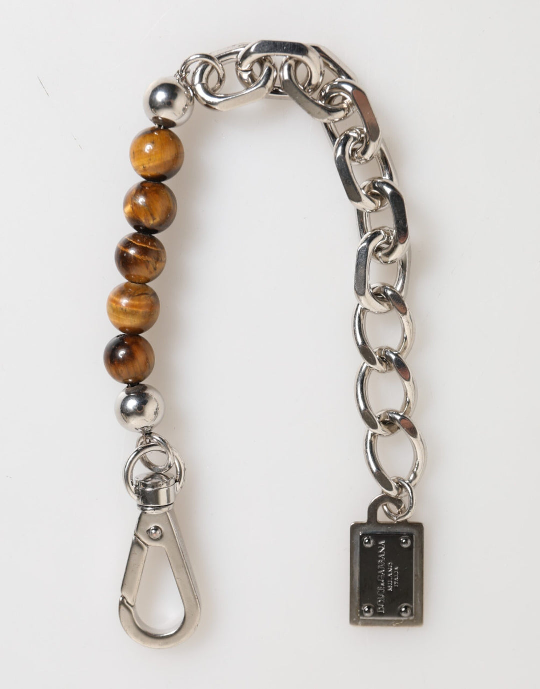 Dolce &amp; Gabbana Silver Chain Brass Beaded Lobster Clasp Logo Men Bracelet by Dolce &amp; Gabbana outlet now on sale