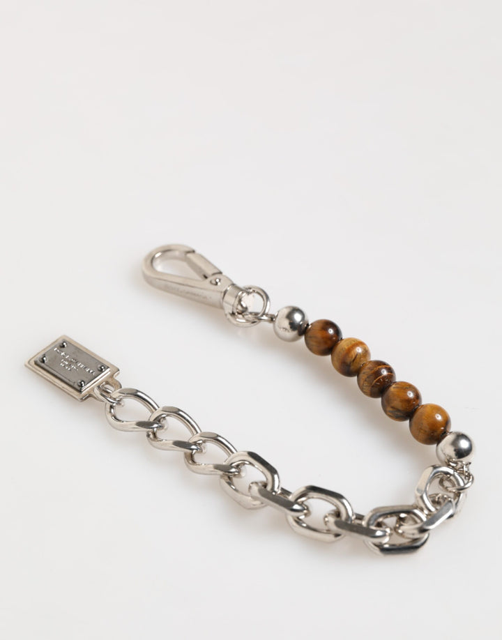 Dolce &amp; Gabbana Silver Chain Brass Beaded Lobster Clasp Logo Men Bracelet by Dolce &amp; Gabbana outlet now on sale