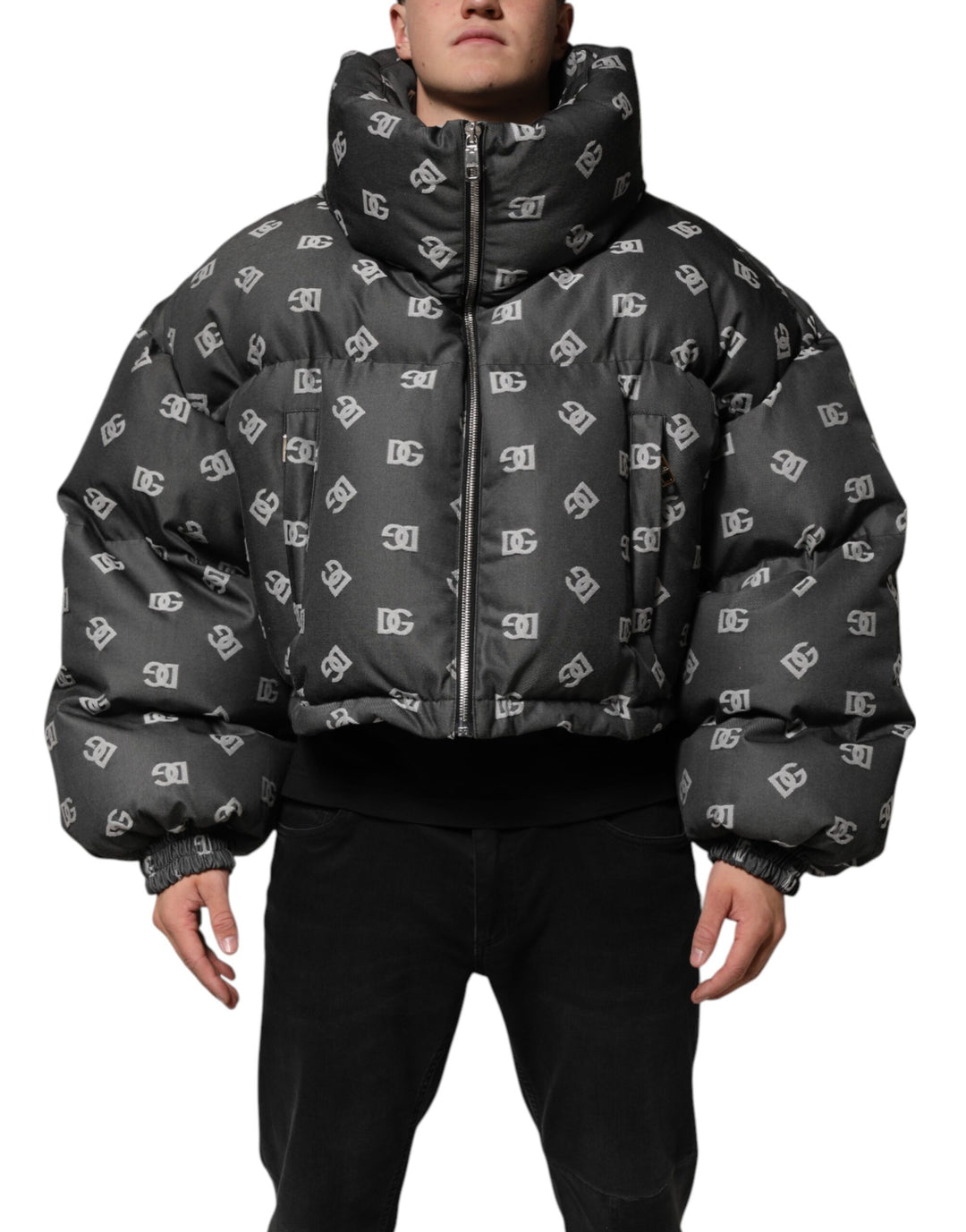 Dolce &amp; Gabbana Black DG Monogram Full Zip Puffer Men Jacket by Dolce &amp; Gabbana outlet now on sale